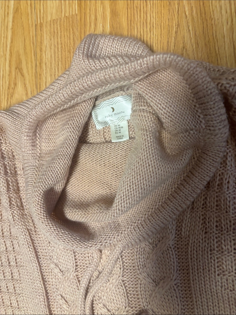 ruby moon Dusty Blush Cable Cowl Neck Sweater